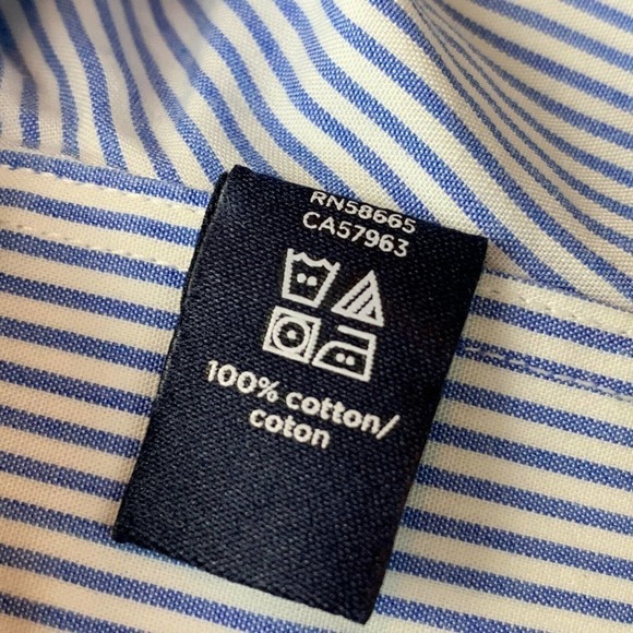 1901 Trim Fit Blue White‎ Striped Long Sleeve Shirt - Picture 6 of 7